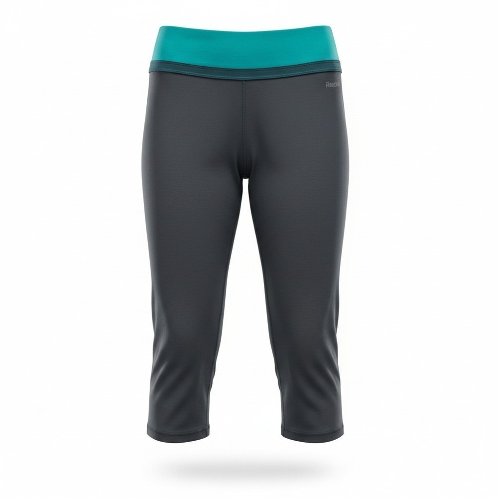 Reebok EasyTone PlayDry Capri Leggings - Charcoal & Teal - Women's Size M